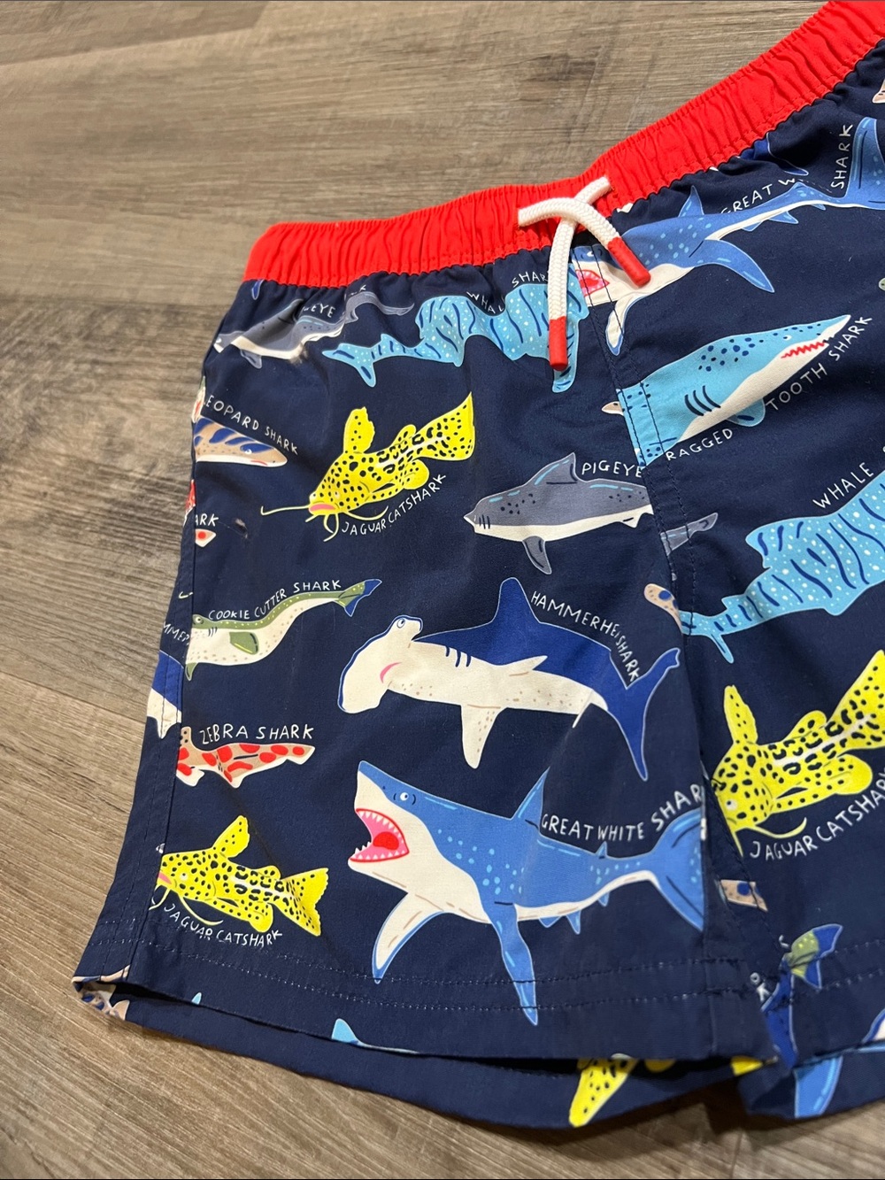 Mini Boden shark swim trunks size 6-7 - Picture 3 of 9